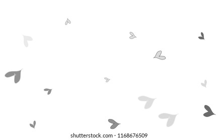 Many Stylish, Modern and Good Looking Grey Hearts on White Background