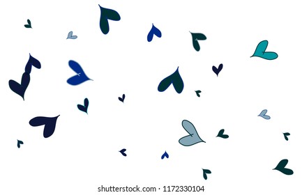 Many Stylish, Modern and Good Looking Blue Hearts on White Background