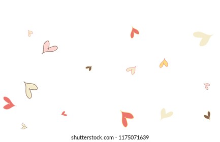 Many Stylish, Modern and Good Looking Pink, Grey, Yellow and Red Hearts on White Background