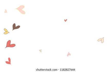 Many Stylish, Modern and Good Looking Pink, Grey, Yellow and Red Hearts on White Background