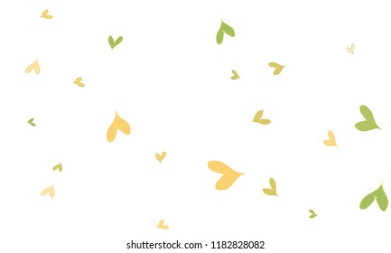Many Stylish, Modern and Good Looking Green and Yellow Hearts on White Background