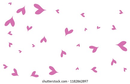 Many Stylish, Modern and Good Looking Violet Hearts on White Background