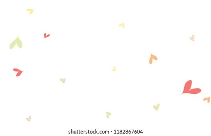 Many Stylish, Modern and Good Looking Pink, Yellow and Green Hearts on White Background