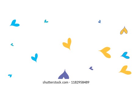 Many Stylish, Modern and Good Looking Blue and Yellow Hearts on White Background