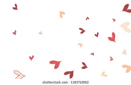 Many Stylish, Modern and Good Looking Pink and Red Hearts on White Background
