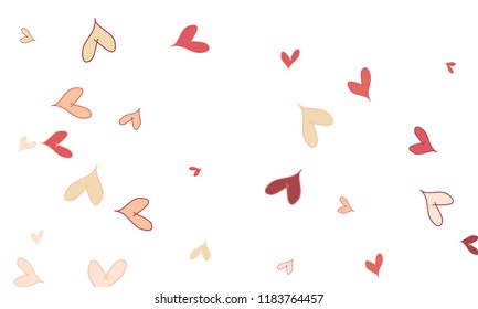 Many Stylish, Modern and Good Looking Pink and Red Hearts on White Background