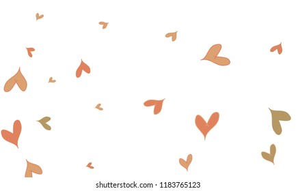 Many Stylish, Modern and Good Looking Brown and Red Hearts on White Background