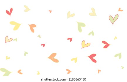 Many Stylish, Modern and Good Looking Pink, Yellow and Green Hearts on White Background