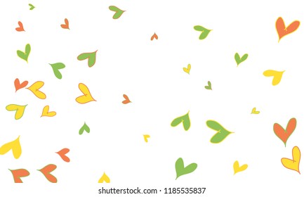 Many Stylish, Modern and Good Looking Red, Yellow and Green Hearts on White Background