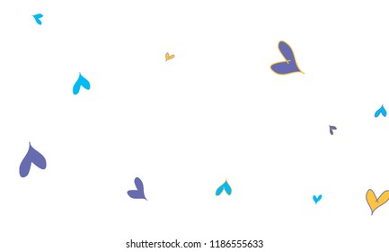 Many Stylish, Modern and Good Looking Blue and Yellow Hearts on White Background