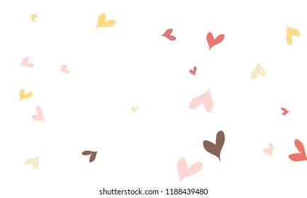 Many Stylish, Modern and Good Looking Pink, Grey, Yellow and Red Hearts on White Background