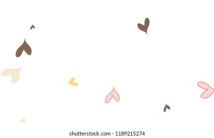 Many Stylish, Modern and Good Looking Pink, Grey, Yellow and Red Hearts on White Background