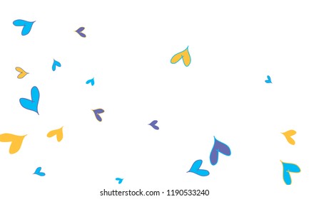 Many Stylish, Modern and Good Looking Blue and Yellow Hearts on White Background