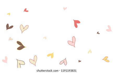 Many Stylish, Modern and Good Looking Pink, Grey, Yellow and Red Hearts on White Background