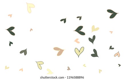 Many Stylish, Modern and Good Looking Brown, Pink and Yellow Hearts on White Background