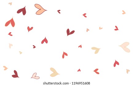 Many Stylish, Modern and Good Looking Pink and Red Hearts on White Background