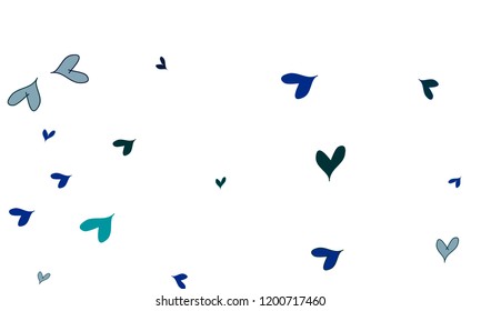 Many Stylish, Modern and Good Looking Blue Hearts on White Background