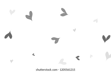 Many Stylish, Modern and Good Looking Grey Hearts on White Background