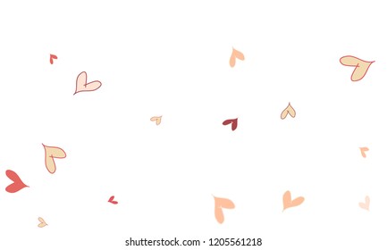 Many Stylish, Modern and Good Looking Pink and Red Hearts on White Background