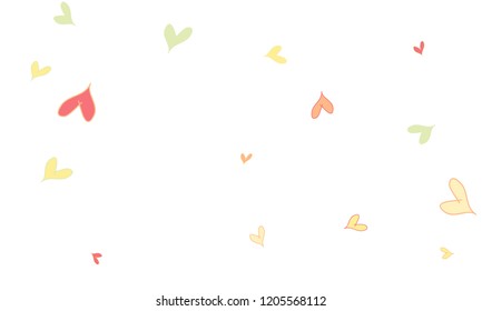 Many Stylish, Modern and Good Looking Pink, Yellow and Green Hearts on White Background