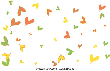 Many Stylish, Modern and Good Looking Red, Yellow and Green Hearts on White Background