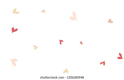 Many Stylish, Modern and Good Looking Pink and Red Hearts on White Background