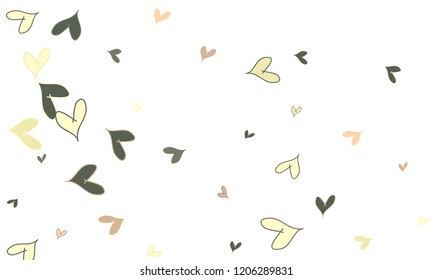 Many Stylish, Modern and Good Looking Brown, Pink and Yellow Hearts on White Background