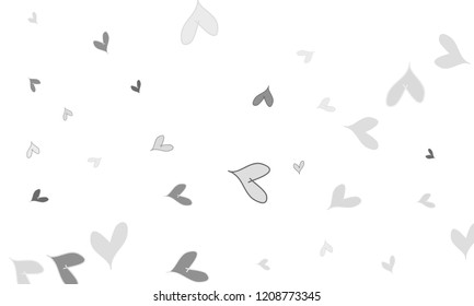 Many Stylish, Modern and Good Looking Grey Hearts on White Background