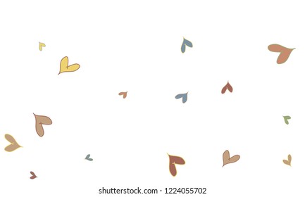 Many Stylish, Modern and Good Looking Yellow, Pink, Blue and Green Hearts on White Background