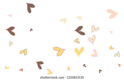 Many Stylish, Modern and Good Looking Pink, Grey, Yellow and Red Hearts on White Background