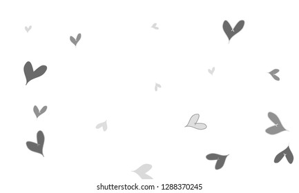 Many Stylish, Modern and Good Looking Grey Hearts on White Background