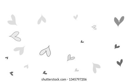 Many Stylish, Modern and Good Looking Grey Hearts on White Background