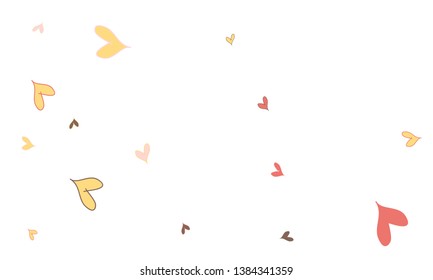 Many Stylish, Modern and Good Looking Pink, Grey, Yellow and Red Hearts on White Background