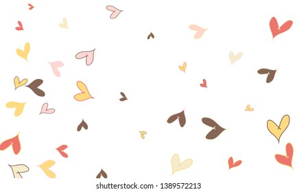 Many Stylish, Modern and Good Looking Pink, Grey, Yellow and Red Hearts on White Background