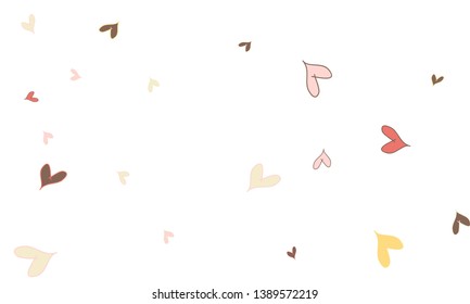 Many Stylish, Modern and Good Looking Pink, Grey, Yellow and Red Hearts on White Background