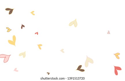 Many Stylish, Modern and Good Looking Pink, Grey, Yellow and Red Hearts on White Background