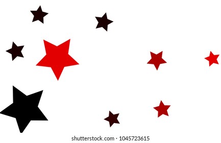 Many Stylish, Modern and Nice Looking Black and Red Stars of Different size on White Background