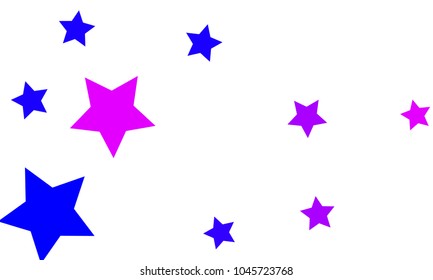 Many Stylish, Modern and Nice Looking Blue and Violet Stars of Different size on White Background