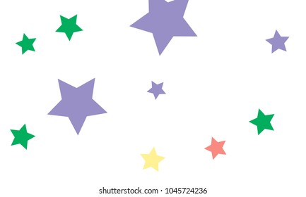 Many Stylish, Modern and Nice Looking Green, Violet, Pink and Orang Stars of Different size on White Background