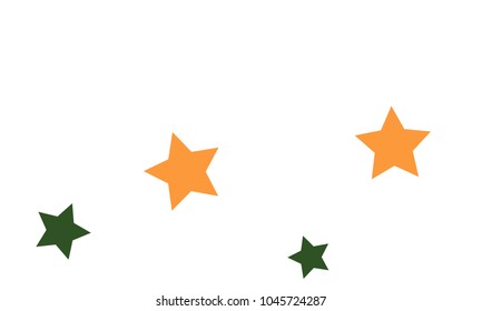 Many Stylish, Modern and Nice Looking Yellow and Green, Pink, Orange and Yellow Stars of Different size on White Background