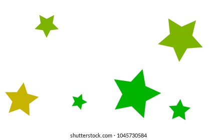 Many Stylish, Modern and Nice Looking Yellow and Green Stars of Different size on White Background