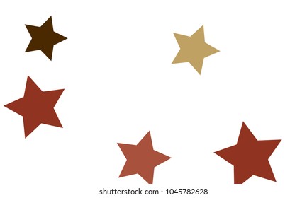 Many Stylish, Modern and Nice Looking Orange and Dark Red Stars of Different size on White Background