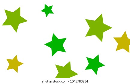 Many Stylish, Modern and Nice Looking Yellow and Green Stars of Different size on White Background