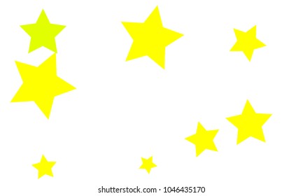 Many Stylish, Modern and Nice Looking Yellow and Green Stars of Different size on White Background