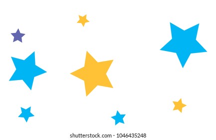 Many Stylish, Modern and Nice Looking Yellow and Blue Stars of Different size on White Background