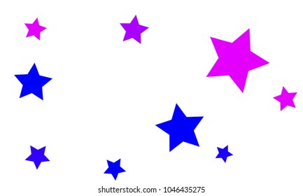 Many Stylish, Modern and Nice Looking Blue and Violet Stars of Different size on White Background