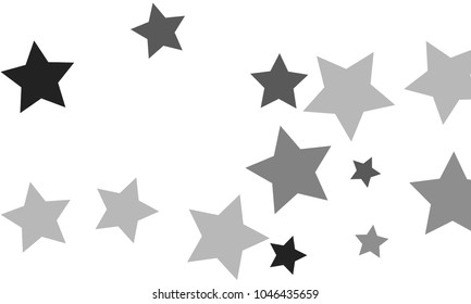 Many Stylish, Modern and Nice Looking Grey Stars of Different Size and Opacity on White Background