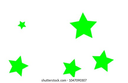 Many Stylish, Modern and Nice Looking Green Stars of Different size on White Background