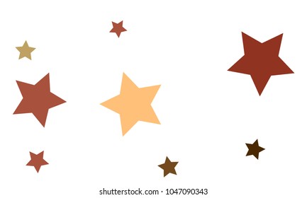 Many Stylish, Modern and Nice Looking Orange, Green and Dark Red Stars of Different size on White Background