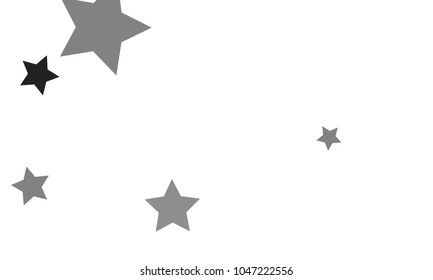 Many Stylish, Modern and Nice Looking Grey Stars of Different Size and Opacity on White Background